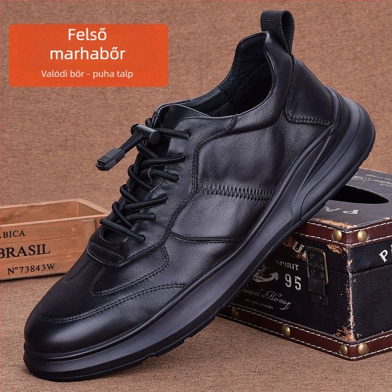Férfi teljes marhabőr brogues cipők, brit stílus, téli viselet, gumírozott talp, gyapjú bélés
