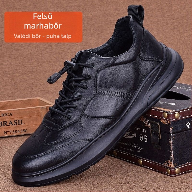 Férfi teljes marhabőr brogues cipők, brit stílus, téli viselet, gumírozott talp, gyapjú bélés