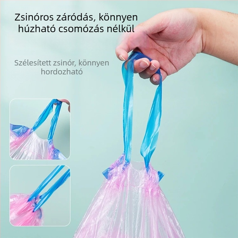 Húzókötős szemeteszsákok, vastagított kivitel, nagy méretű, otthoni használatra