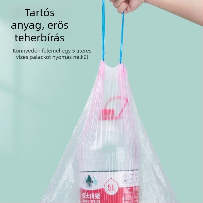 Húzókötős szemeteszsákok, vastagított kivitel, nagy méretű, otthoni használatra