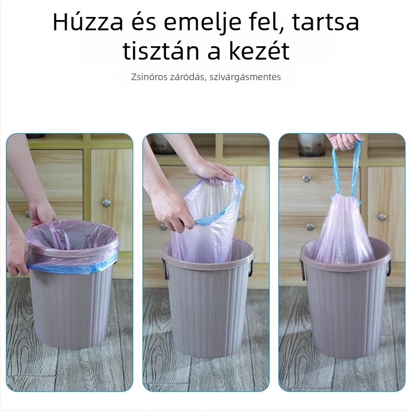 Húzókötős szemeteszsákok, vastagított kivitel, nagy méretű, otthoni használatra