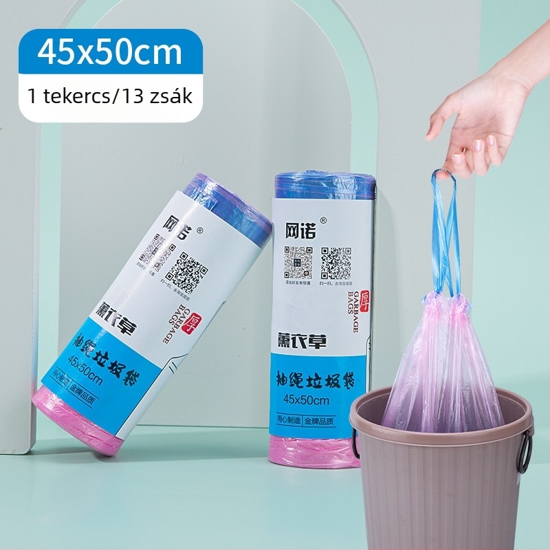 Húzókötős szemeteszsákok, vastagított kivitel, nagy méretű, otthoni használatra