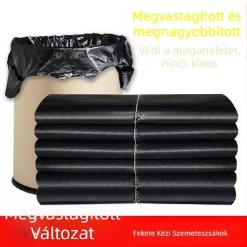 Vastagított fekete szemeteszsákok kézi hordozóval, nagy méretű, háztartási, kollégiumi és konyhai használatra
