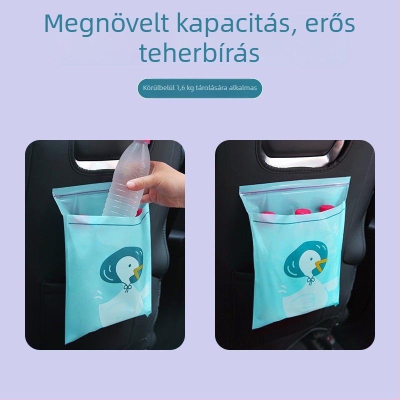 Rajzfilmszerű egyszer használatos autós szemeteszsák, vastagabb ragasztó típusú tároló táska irodának és az autónak