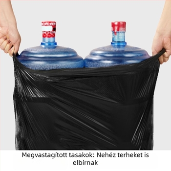 Blue Heart Fekete nagy, lapos szájú, vastagított egyszer használatos szemeteszsák ingatlanüzemeltetéshez, vendéglátáshoz és szállodai használatra