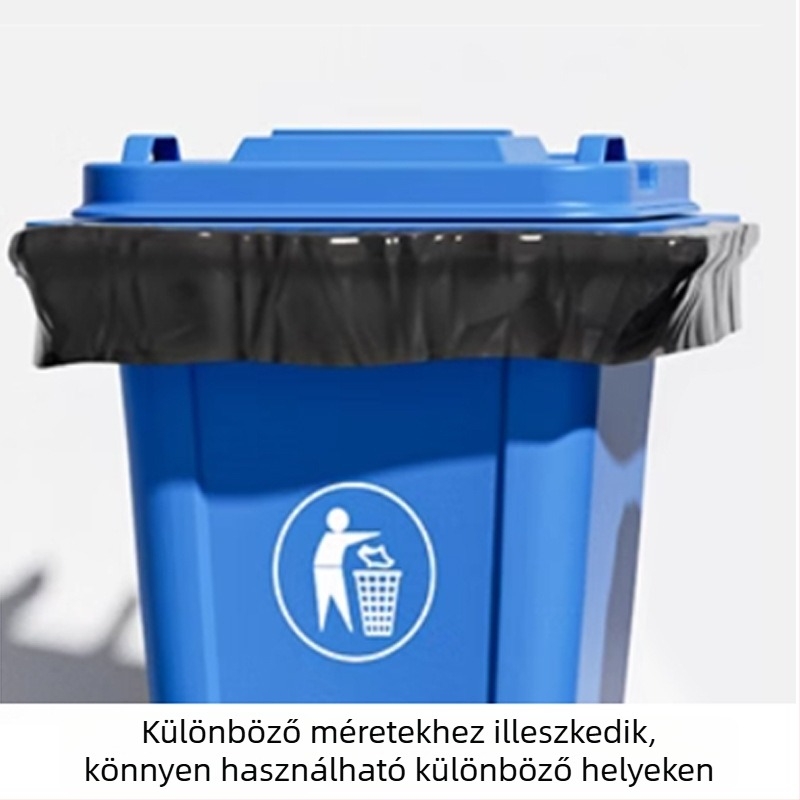 Blue Heart Fekete nagy, lapos szájú, vastagított egyszer használatos szemeteszsák ingatlanüzemeltetéshez, vendéglátáshoz és szállodai használatra
