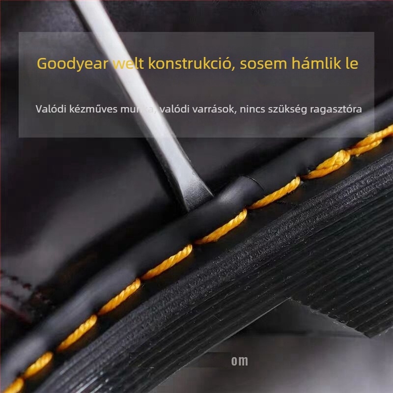 Férfiak számára hosszú bőr csizma gyapjú béléssel, meleg Martin-stílusú magas szárú munkás/motoros csizma