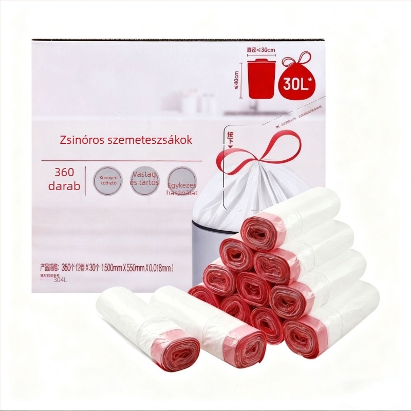 Dobozos, tépésmentes háztartási szemeteszsákok kötős zárással, extra-nagy, vastag, otthoni tárolásra