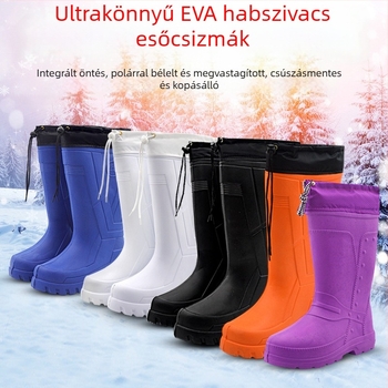 Téli esőcsizma EVA habból készült pamut béléssel, uniszex, vízálló és olajálló, kültéri horgászathoz és élelmiszeripari felhasználásra, hideg tároláshoz