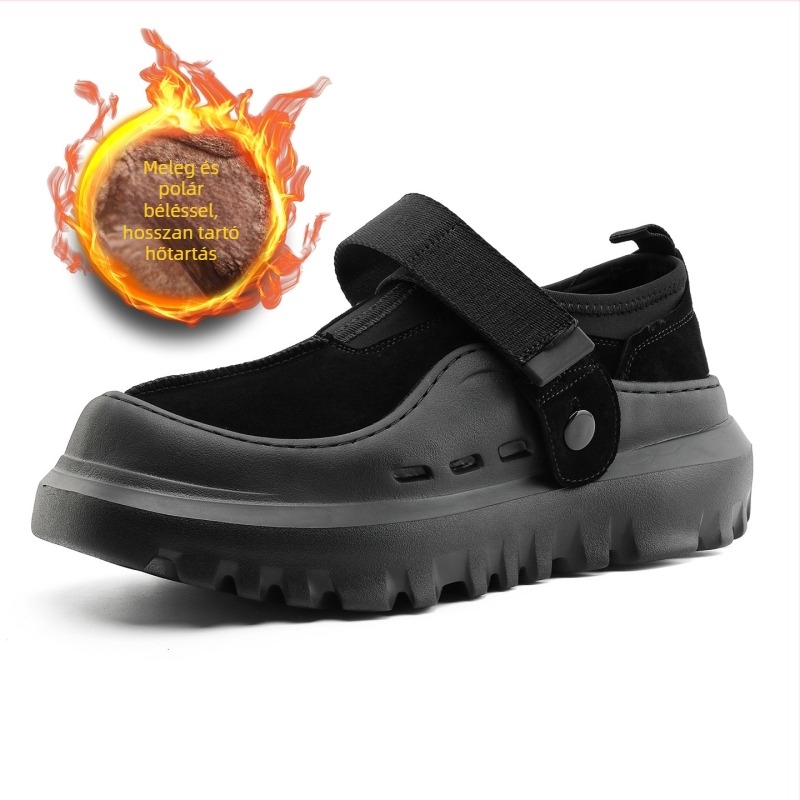 Uniszex vastag talpú slip-on cipő, magasság növelő, kender felsőrész, középmagas, Velcro zárás