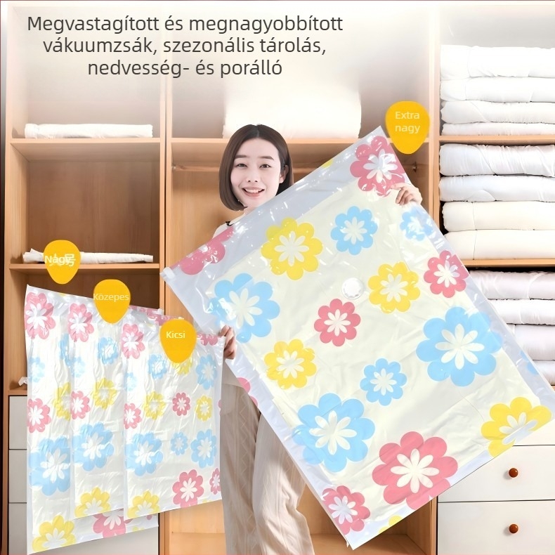 Nagy méretű vákuum-tömörítő tároló tasak, paplanok és ruhák tárolására, otthoni használatra