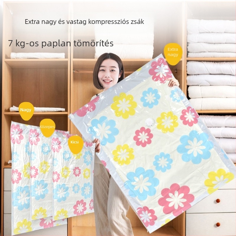 Nagy méretű vákuum-tömörítő tároló tasak, paplanok és ruhák tárolására, otthoni használatra