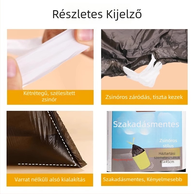 Pasture húzózsinóros szemeteszsákok, szakadásállóak, vastagítottak, háztartási műanyag zsákok, nagy méretű, egyszer használatos