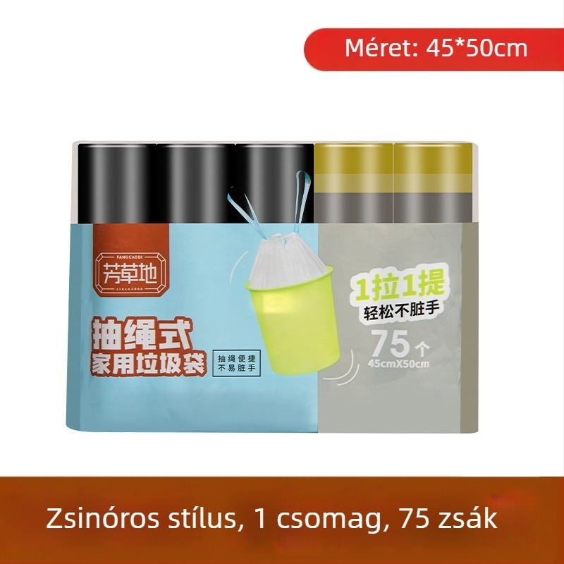Pasture húzózsinóros szemeteszsákok, szakadásállóak, vastagítottak, háztartási műanyag zsákok, nagy méretű, egyszer használatos