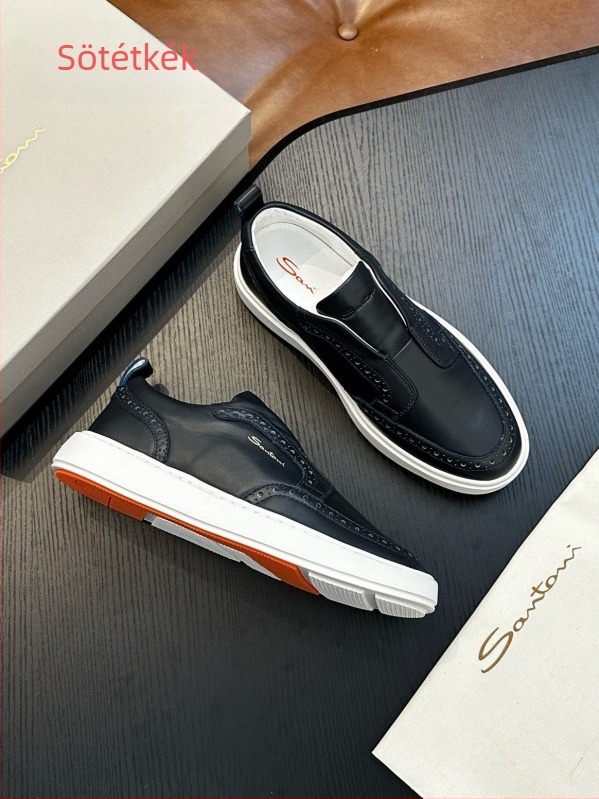 Férfi slip-on sportcipő borjúbőrből, gravírozott minta, divatos