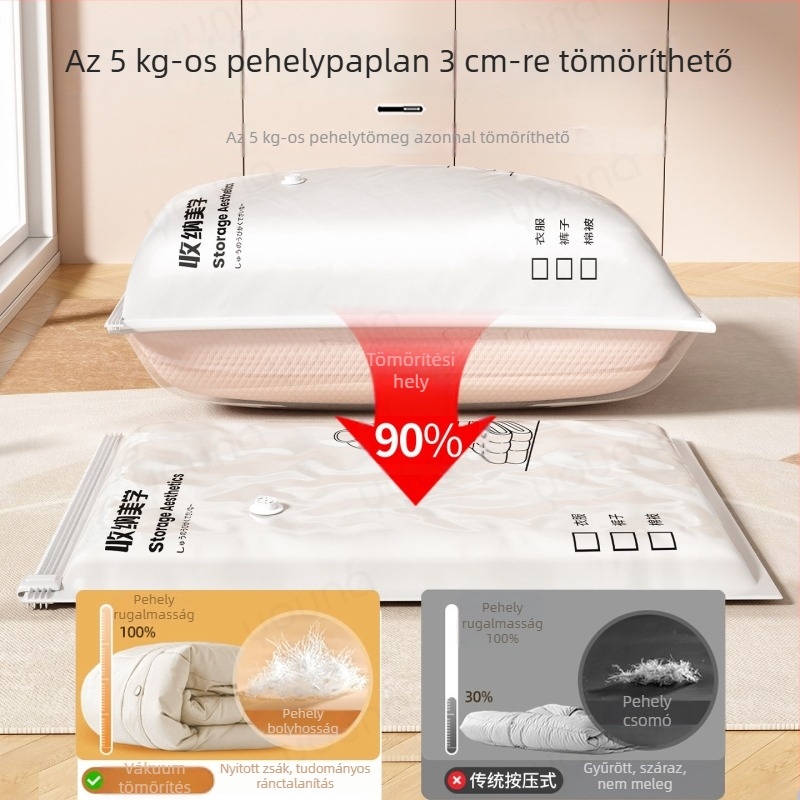 Pumpával ellátott vákuum-kompressziós készlet ruhákhoz, paplanokhoz és pehelykabátokhoz