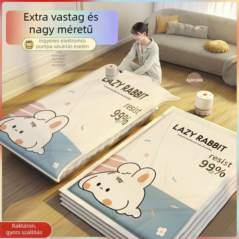Raktáron lévő vákuumos tömörítő tasakok utazási ruhákhoz és paplanokhoz, pumpával, rajzfilm mintával