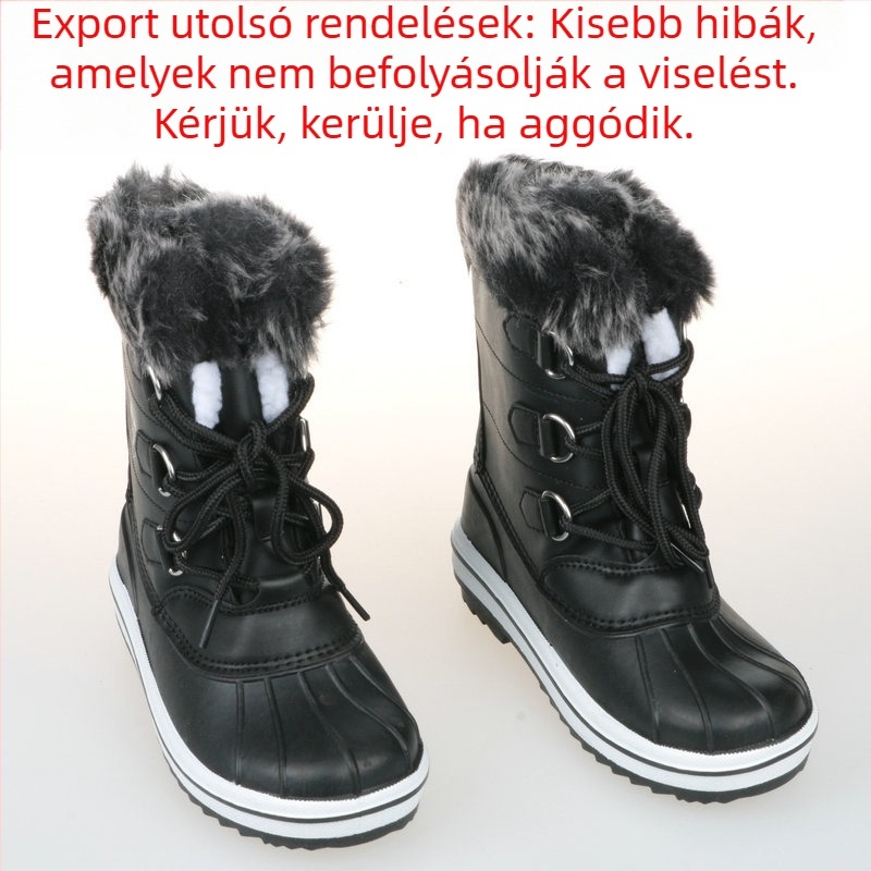 Téli hócipő csúszásmentes, sík talppal, plüss bélésű meleg hideg esős napokra és síüdülőkre