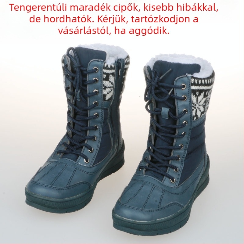 Téli hócipő csúszásmentes, sík talppal, plüss bélésű meleg hideg esős napokra és síüdülőkre