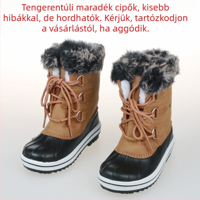 Téli hócipő csúszásmentes, sík talppal, plüss bélésű meleg hideg esős napokra és síüdülőkre