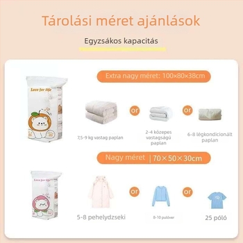 3D-s légkivezetésű vákuumos tömörítő tasakok quilt és ruhák tárolására, pumpa nélkül, automatikus levegőfelszabadítással, nagy kapacitás