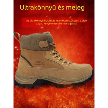 Férfi téli hócipő szőrmével bélelt, ultra könnyű, velúr felsőrész, gyapjú belső, meleg és tartós