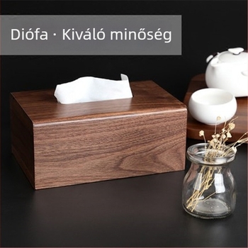 Fekete diófából készült zsebkendő-doboz otthonra és irodába