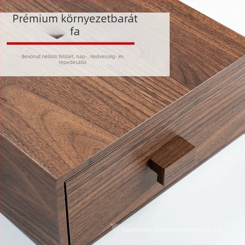Testreszabható asztali tároló doboz fekete diófából, kozmetikumok, ékszerek és dokumentumok számára, porálló, 2 L kapacitás