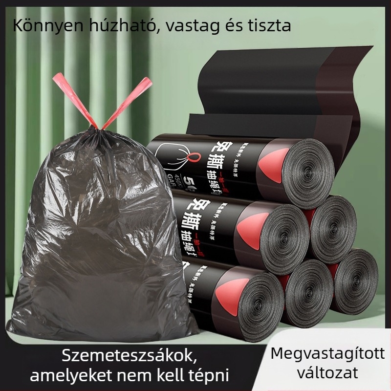 Hurogzáras szemeteszsákok, nagy méretűek és vastagítottak, egyszer használatos műanyag zacskók otthonra, irodára és a konyhára – 100 tekercs