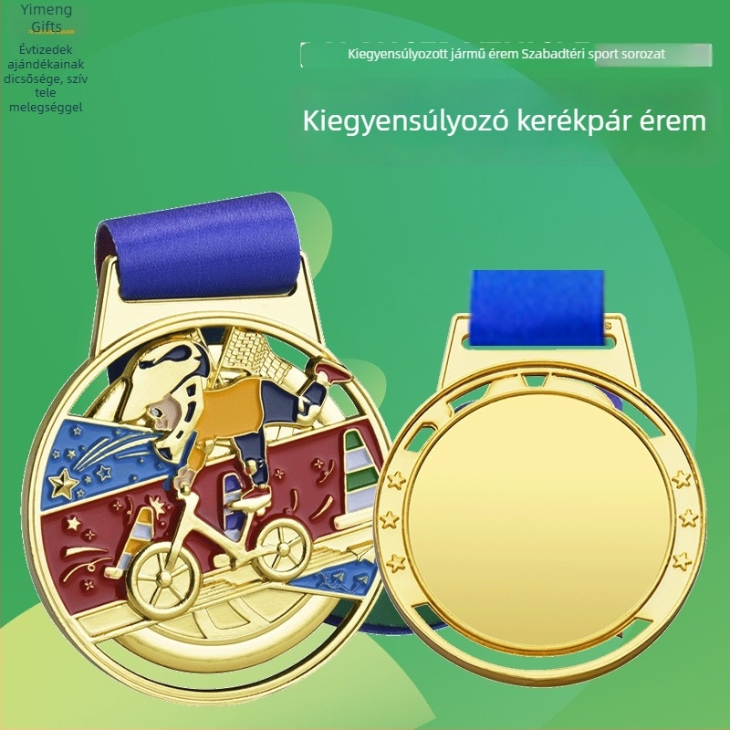 Cinkötvözet érem, kültéri sportok sorozathoz, testre szabható logóval, 65×4 mm méret, díj csapatoknak és rendezvényeknek