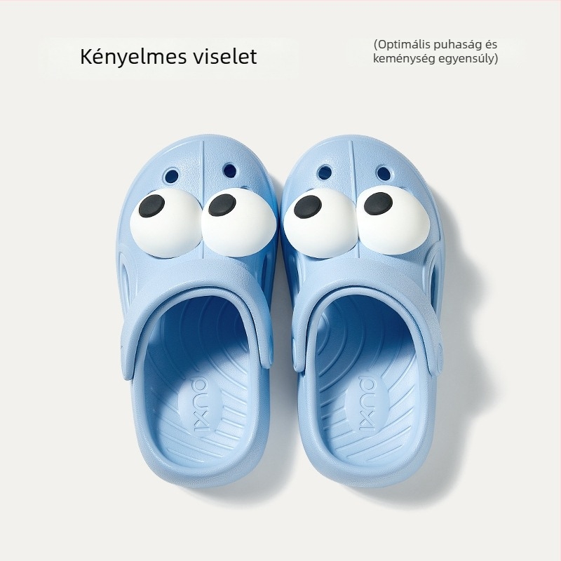 Puxi gyerekeknek készült clogs nagy szemek dizájn — nyár, csúszásmentes, puha talp, zárt orr, kültéri strandcipők lányoknak és fiúknak