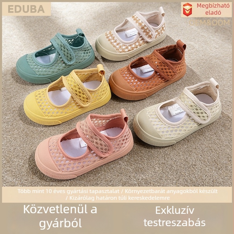 Nyári gyerekcipő, puha talppal, légáteresztő hálós felsőrésszel és Velcro-zárással