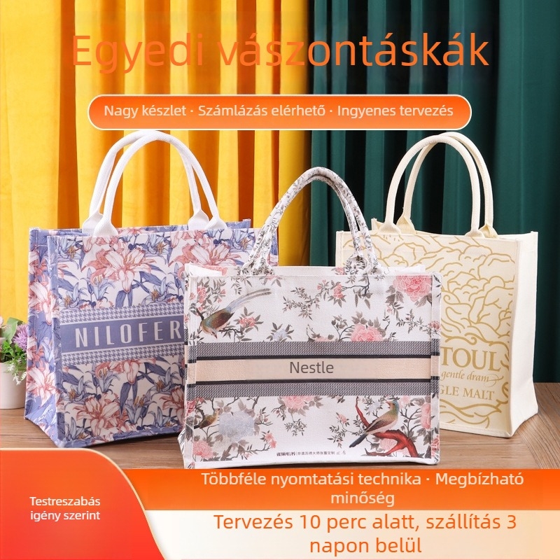 Személyre szabható vászontáska kozmetikai csomagoláshoz logóval, szitanyomás