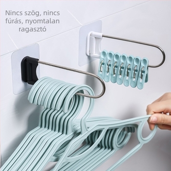 Rozsdamentes acél falra szerelhető ruhaszárító állvány, összecsukható, fúrás nélkül