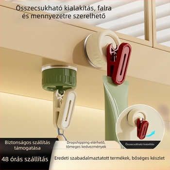 Forgatható vákuumos tároló klipek – fürdőszoba és konyha; törölközők, jegyzetek és nyugták a hűtőn; fúrás nélküli felszerelés.