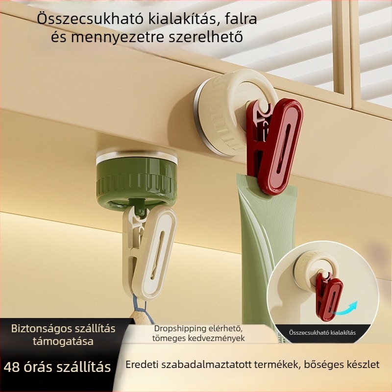 Forgatható vákuumos tároló klipek – fürdőszoba és konyha; törölközők, jegyzetek és nyugták a hűtőn; fúrás nélküli felszerelés.