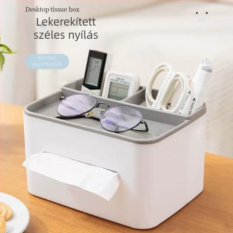 Multifunkcionális otthoni papírzsebkendő-doboz távirányító-tárolóval – asztali rendező nappaliba és irodába, fényű luxus dizájn