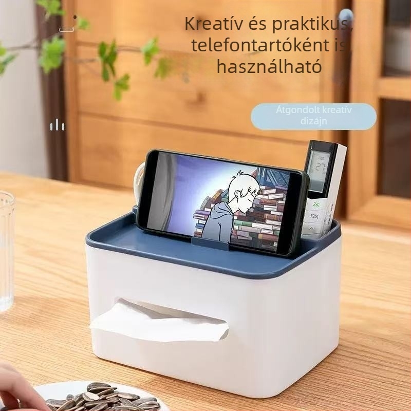 Multifunkcionális otthoni papírzsebkendő-doboz távirányító-tárolóval – asztali rendező nappaliba és irodába, fényű luxus dizájn