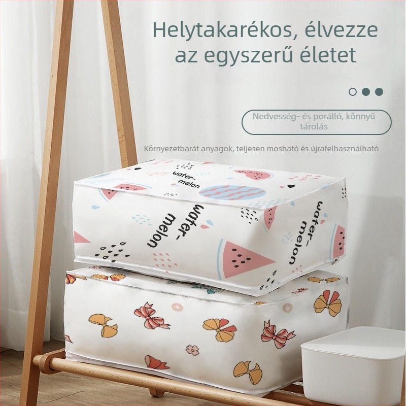Félig átlátszó PEVA ruhatároló táska, por- és nedvességálló, ruhák és paplanok tárolására, otthoni rendszerezéshez