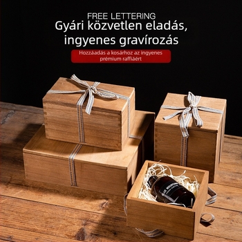 Retro stílusú, fából készült ajándékdoboz teáskannához, teáscsészéhez és porcelánhoz