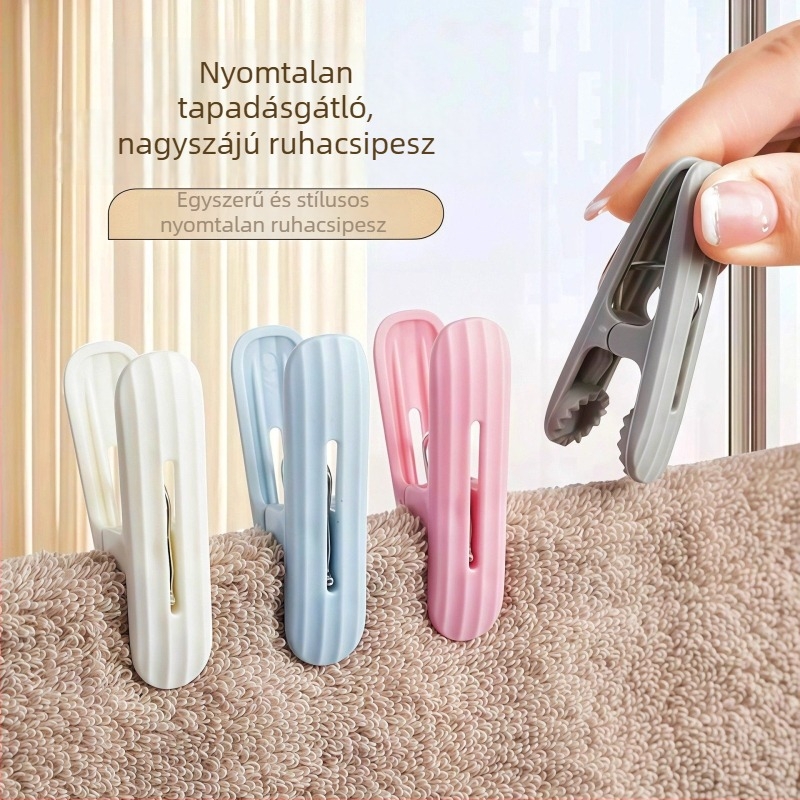 Nyom nélküli ruhaszárító klipek, szélálló rögzítés a zoknik, törölközők és ágyneműk szárításához, műanyag
