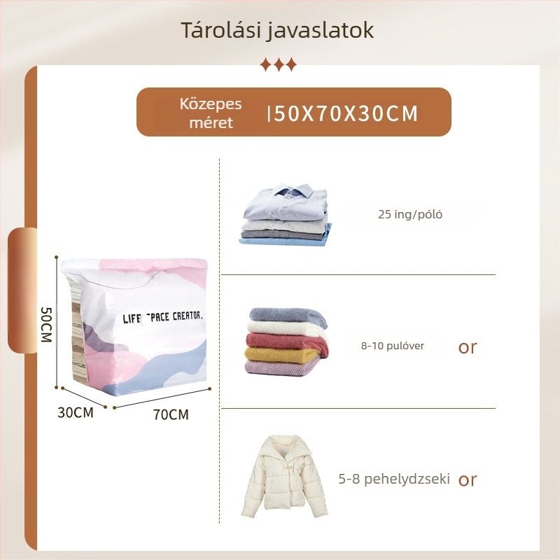3D vákuum tároló tasak légmentes, otthoni használatra, ideális paplanok, utazó ruházat és ruhák rendezésére, zárható dizájn