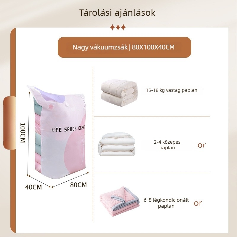 3D vákuum tároló tasak légmentes, otthoni használatra, ideális paplanok, utazó ruházat és ruhák rendezésére, zárható dizájn