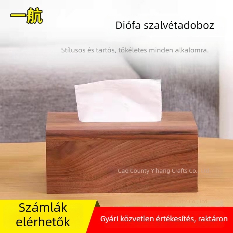 Diófából készült tömörfa zsebkendő tartó, könnyű luxus, kínai stílusú nappaliba