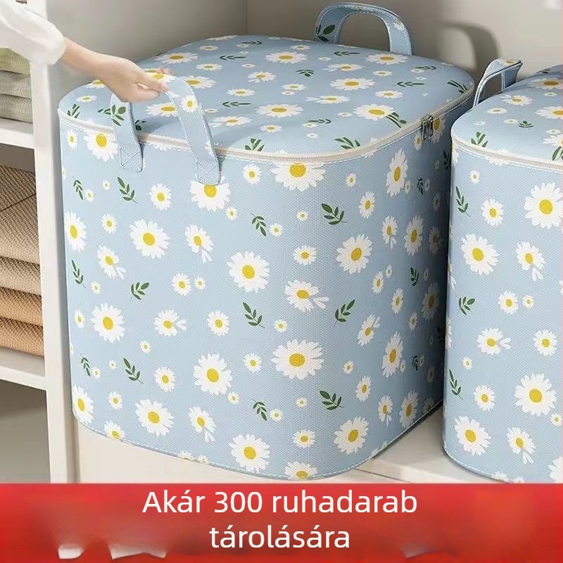 Nagy kapacitású tároló táska paplanok és ruhák számára, nedvesség- és penészálló, kocka alakú tároló