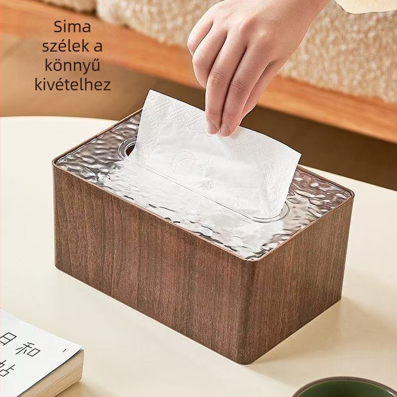 2025 Fa mintázatú zsebkendő-tartó, téglalap alakú, New Chinese Style, a nappaliba és a kávézóasztalra, modern minimalist dekor