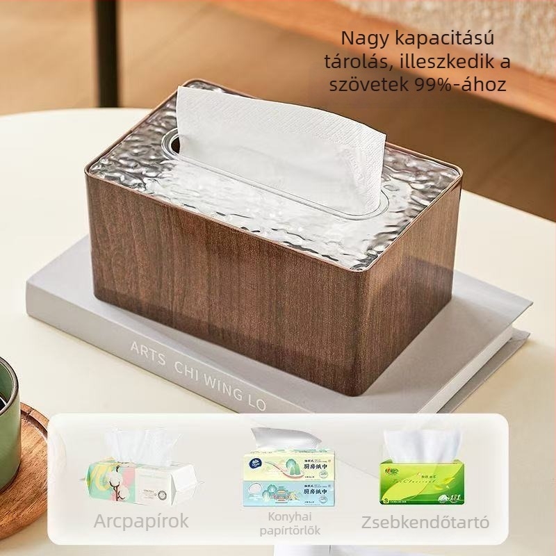 2025 Fa mintázatú zsebkendő-tartó, téglalap alakú, New Chinese Style, a nappaliba és a kávézóasztalra, modern minimalist dekor