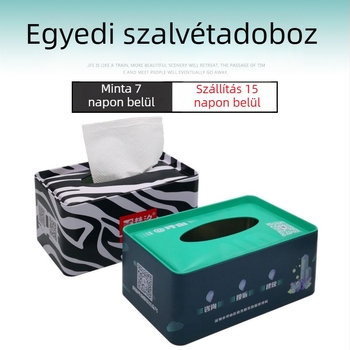 Személyre szabott ónlemez szalvétadoboz autóhoz, ablakos kihúzható dizájnnal