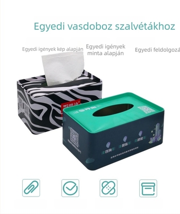 Személyre szabott ónlemez szalvétadoboz autóhoz, ablakos kihúzható dizájnnal
