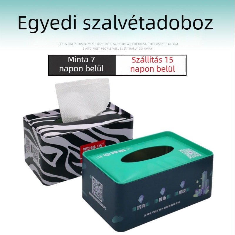 Személyre szabott ónlemez szalvétadoboz autóhoz, ablakos kihúzható dizájnnal